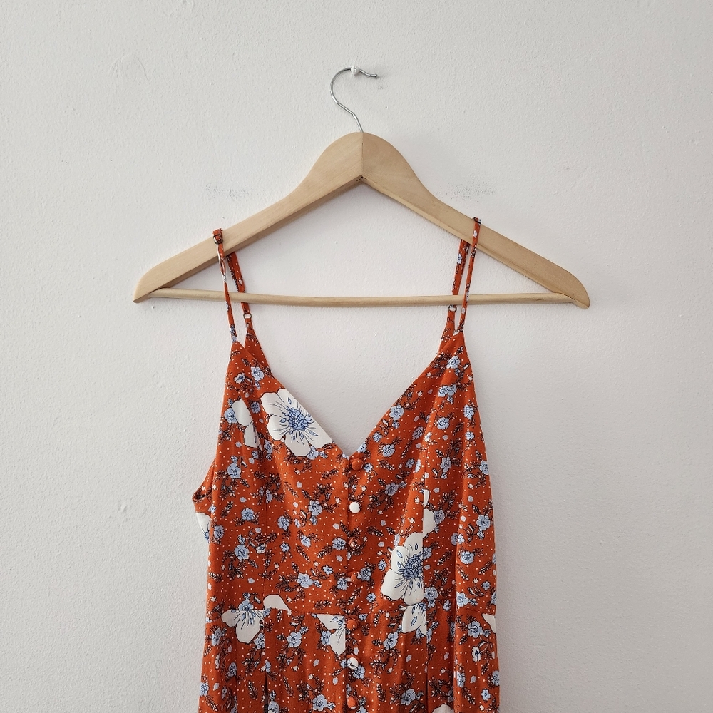 F21 | Orange Floral Jumpsuit